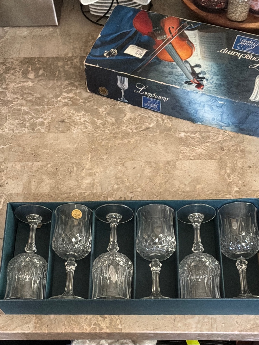 Longchamp Clear Crystal Wine Glasses - Set of 6